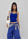 Smenly Backless Ribbed Sleeveless (Built-in Cap)