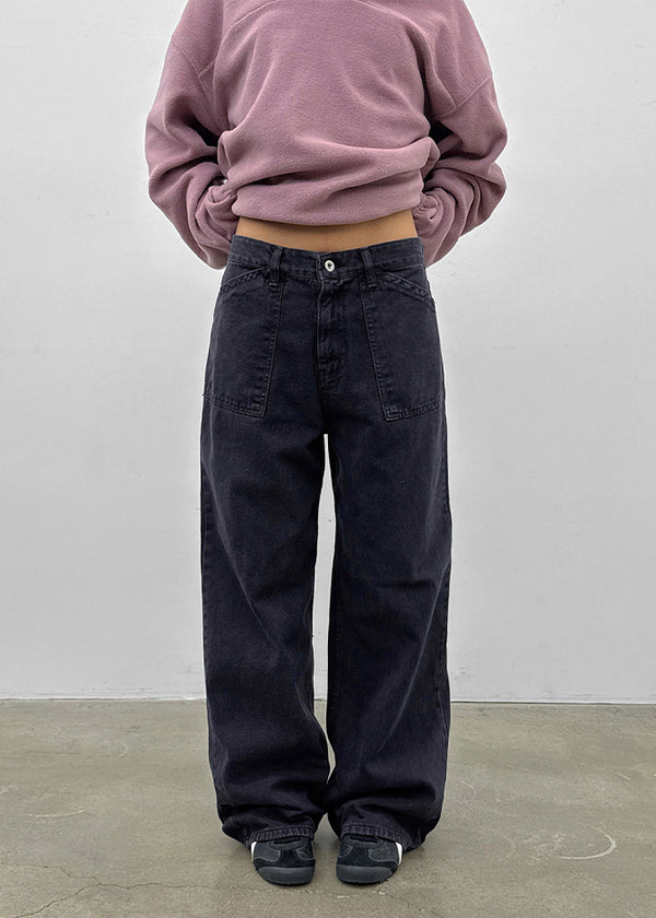 Fracture Washed Wide Cotton Pants