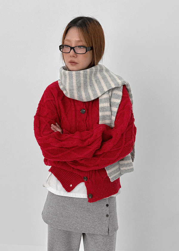 Trune Stripe Knit muffler (100% wool)