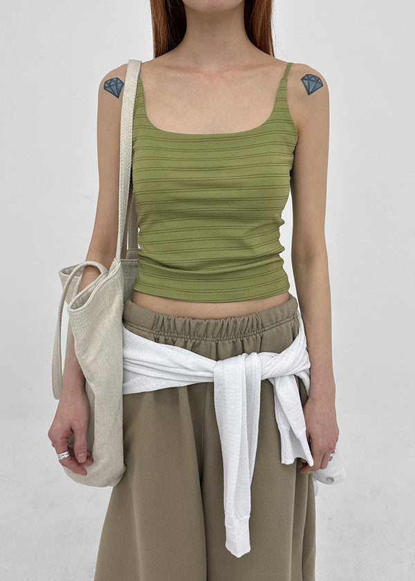 Finerty Stripe Square Neck Sleeveless (Built-in Cap)