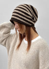 Aslin Striped Wool Knit Turban Beanie