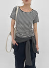 Pao Striped Round Short Sleeve Tee