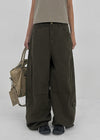 Factory Cut-out Wide Cargo Pants (Belt Set)