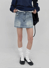 Kb Back Pocket Denim Mini Skirt Pants