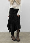 Rit asymmetrical shirred midi skirt