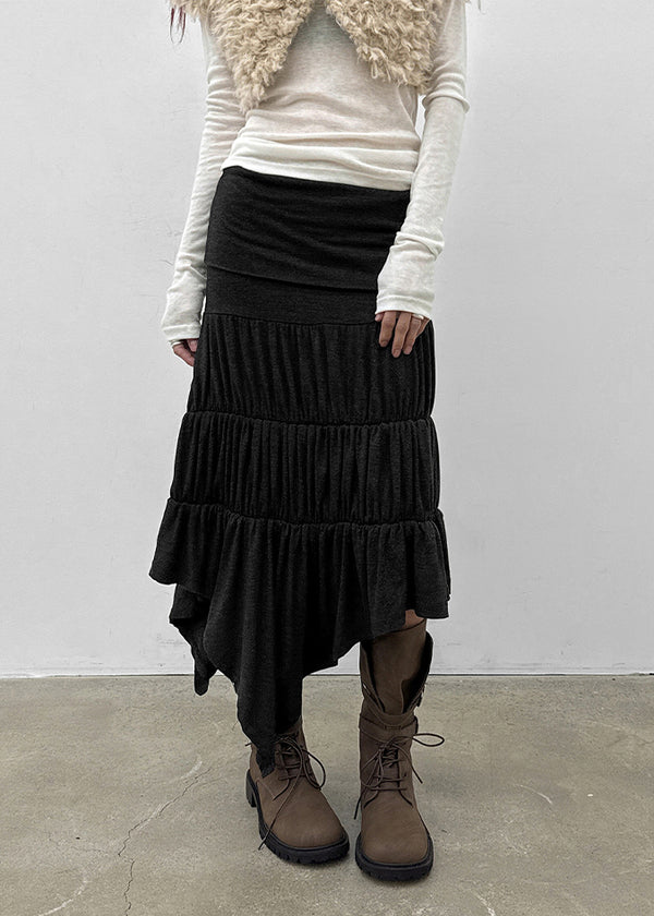 Rit asymmetrical shirred midi skirt