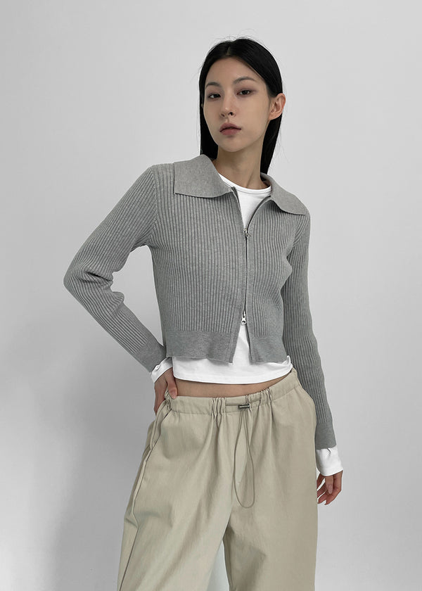 All-net two-way knit zip-up