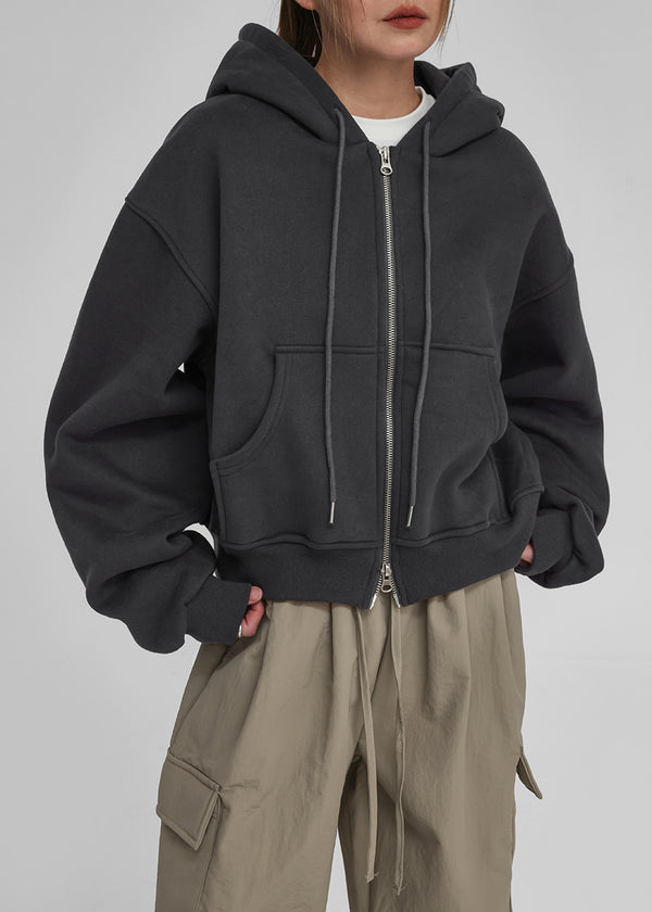 Selang Two Way Sheep Fleece Hooded Zip Up