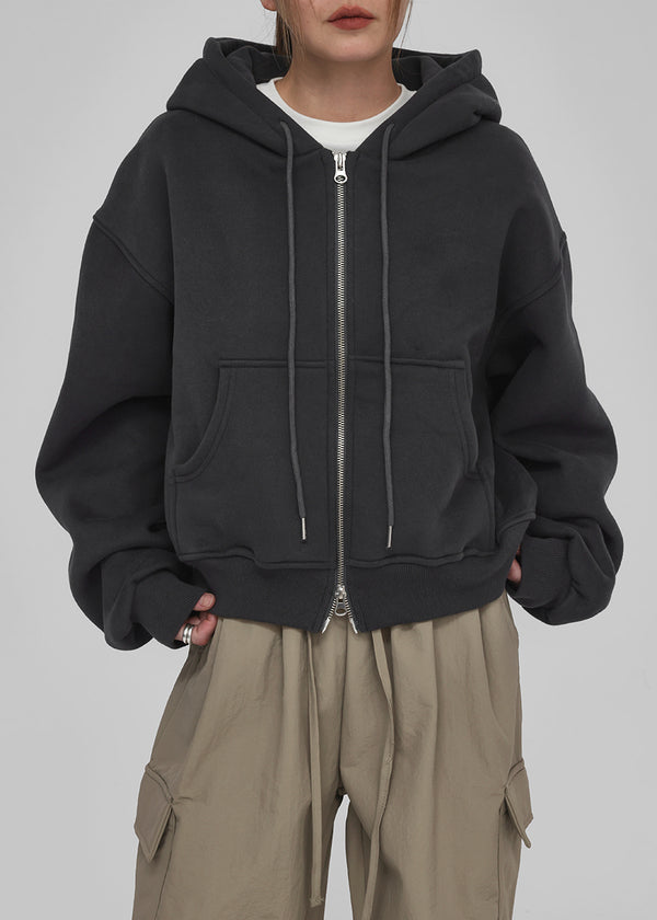 Selang Two Way Sheep Fleece Hooded Zip Up