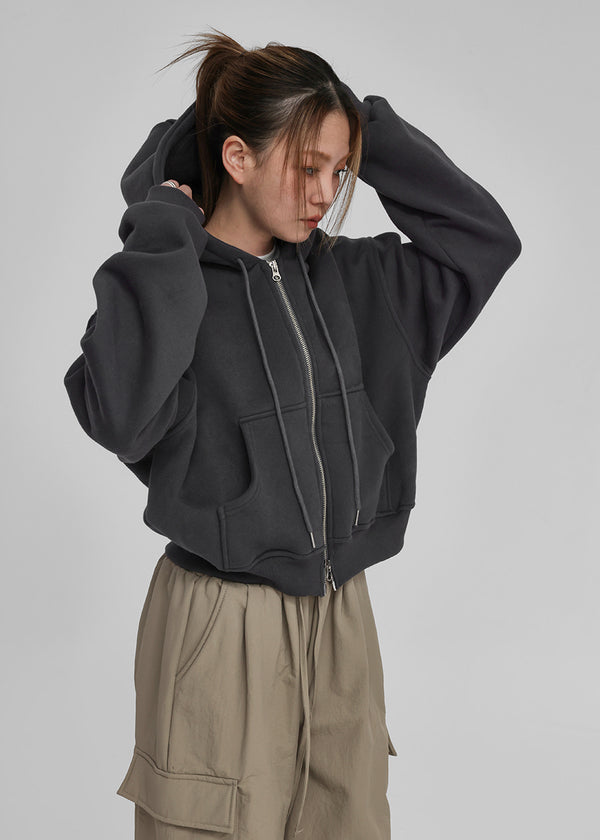 Selang Two Way Sheep Fleece Hooded Zip Up