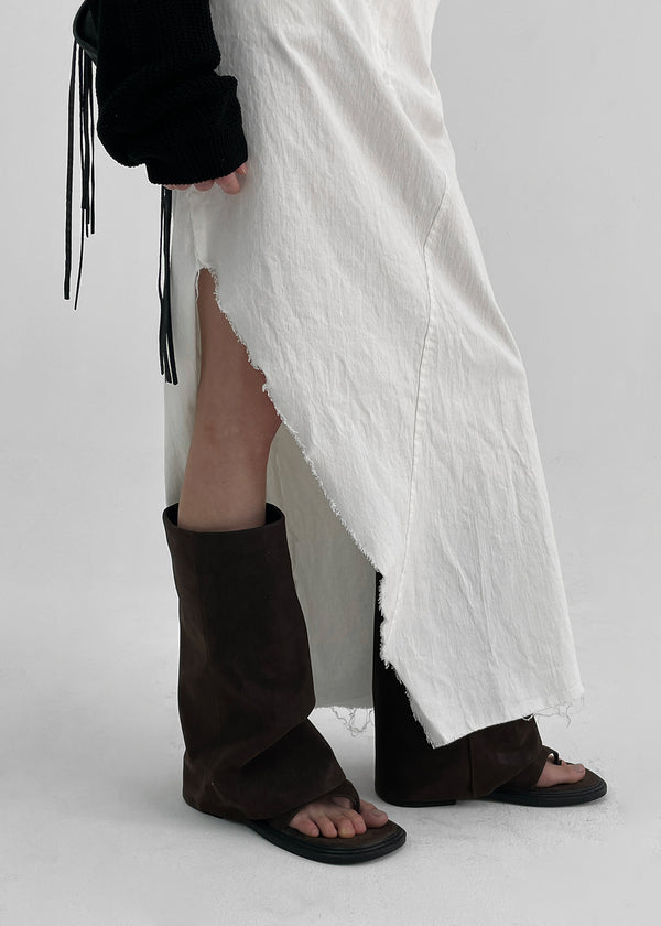 Selecty leather folding flip-flop middle boots