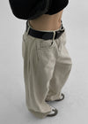 跑牆寬鬆折疊棉褲