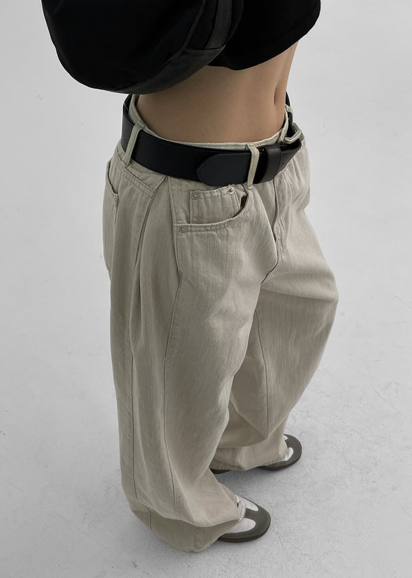 跑牆寬鬆折疊棉褲