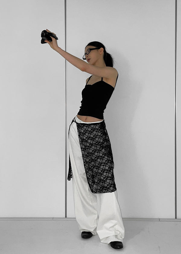 跑牆寬鬆折疊棉褲