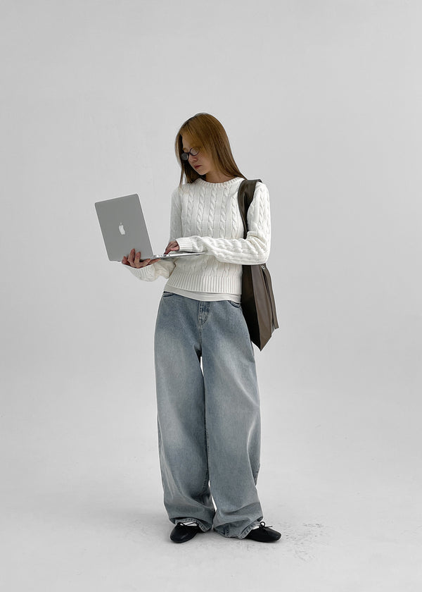 Moblanc One Tuck Wide Denim Pants