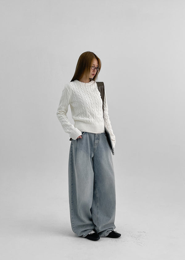 Moblanc One Tuck Wide Denim Pants