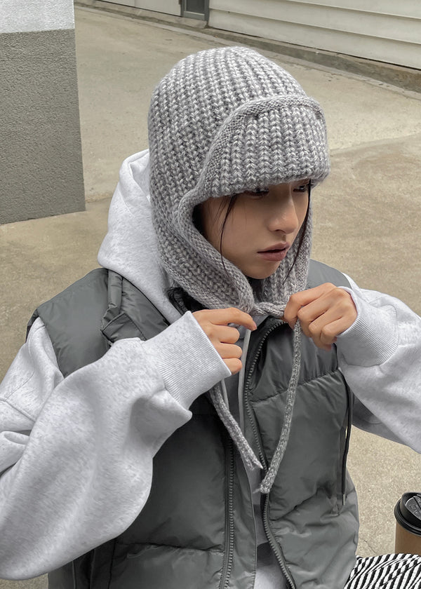 Turamma Trooper Strap Wool Knit Beanie