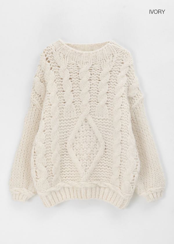 Lotuel 寬鬆合身的電織毛衣 50% 羊毛