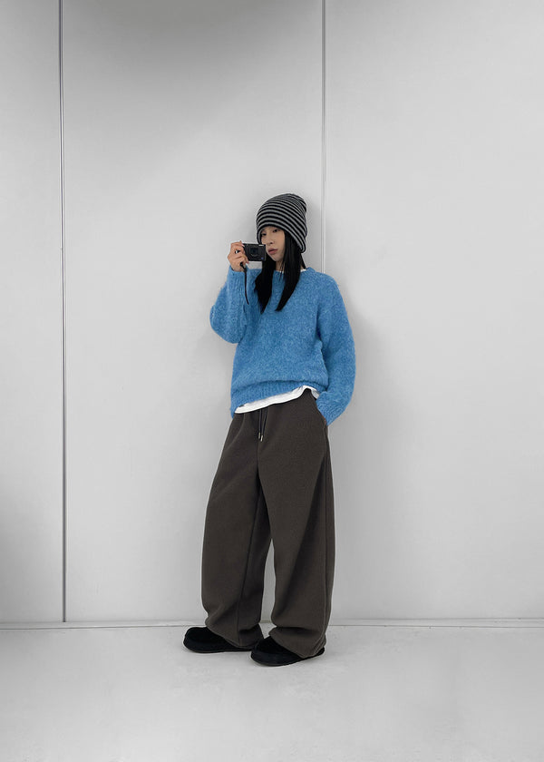 (UNISEX) Roll bendable fleece string pants