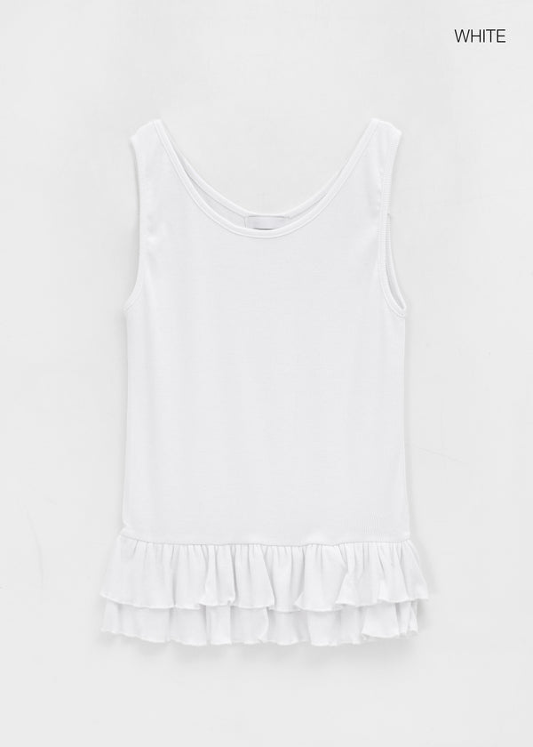 Rockydo Frill Schicht Ribbed Ärmelloses T-Shirt