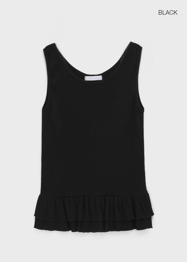 Rockydo Frill Schicht Ribbed Ärmelloses T-Shirt