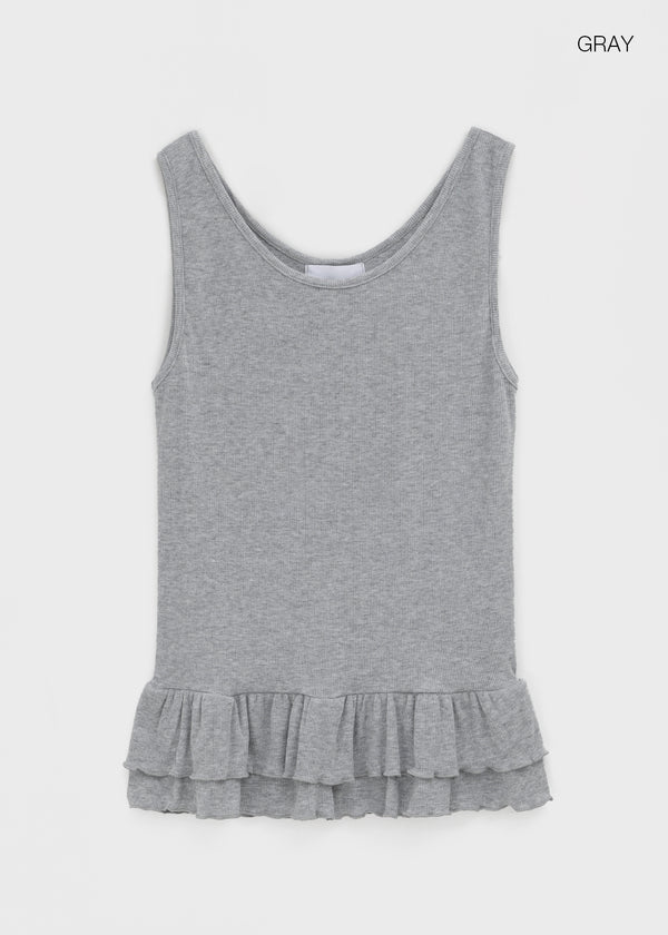 Rockydo Frill Schicht Ribbed Ärmelloses T-Shirt