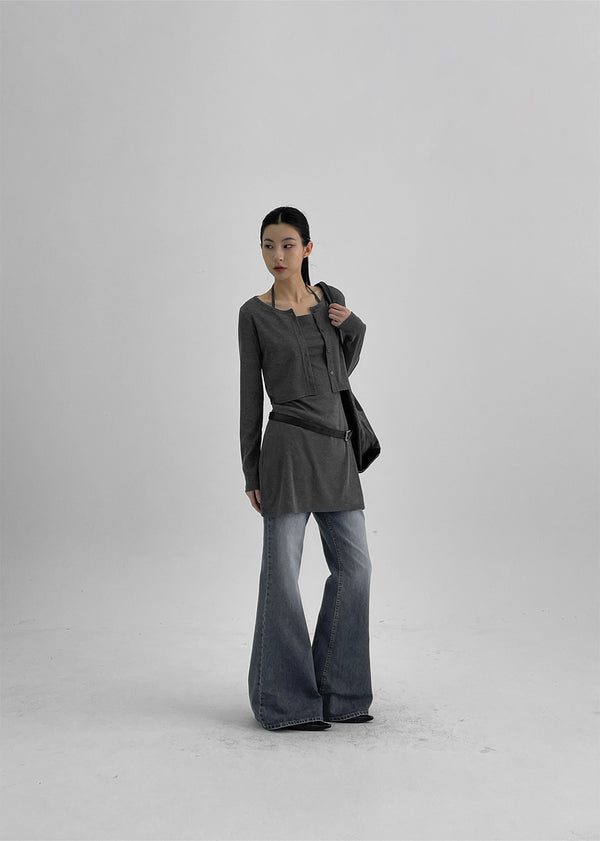 Bonia Boots Cut Washing Denim Pants