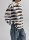 Meldinba Stripe Collar Long Sleeve T-shirt