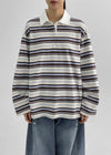 Meldinba Stripe Collar Long Sleeve T-shirt