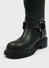 Pkop Washing Buckle Leather Long Boots