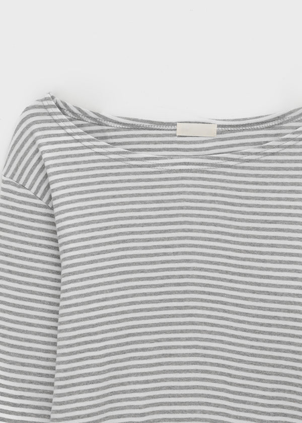 Elsia Stripe Loose Fit Off Shoulder Long Sleeve T-shirt