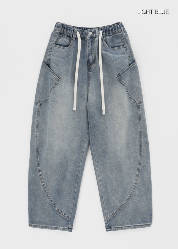 (UNISEX) Kolgen Pocket Balloon Denim Pants