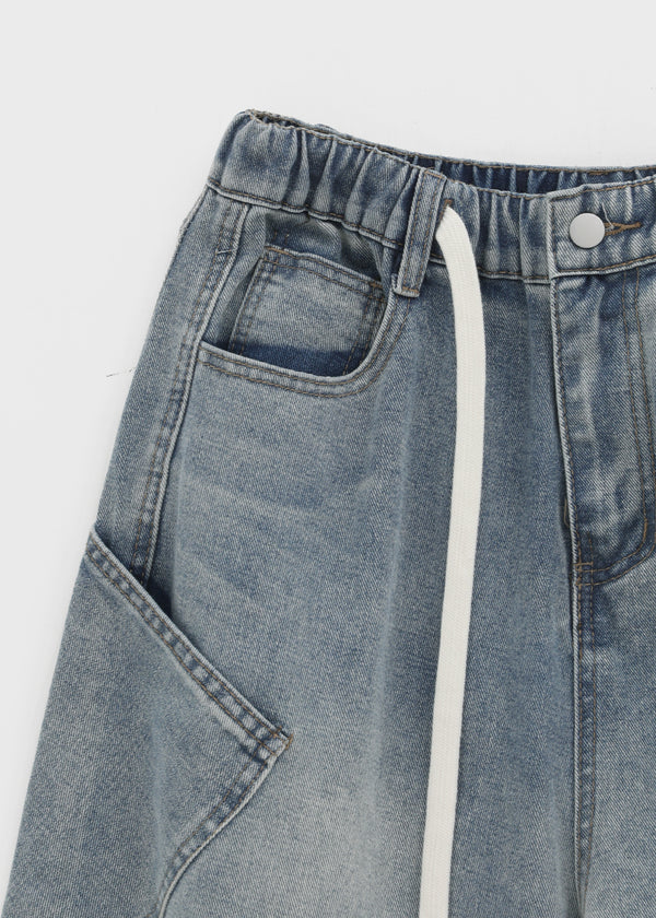 (UNISEX) Kolgen Pocket Balloon Denim Pants