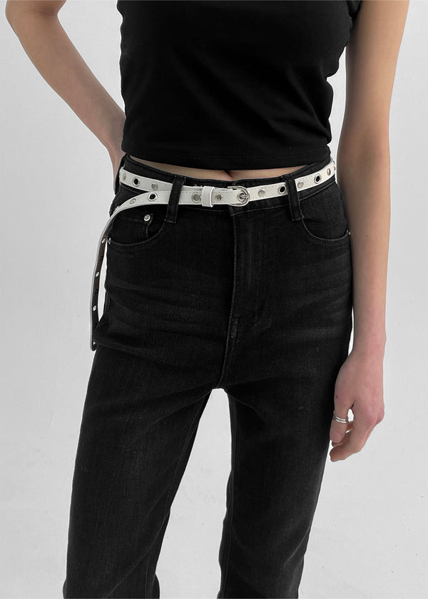 Clasun Eyelet Slim Leather Belt