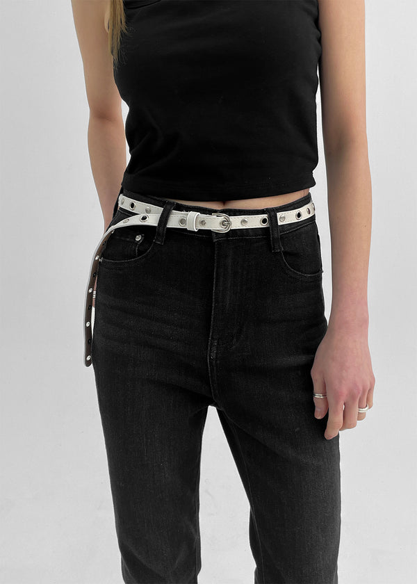 Clasun Eyelet Slim Leather Belt
