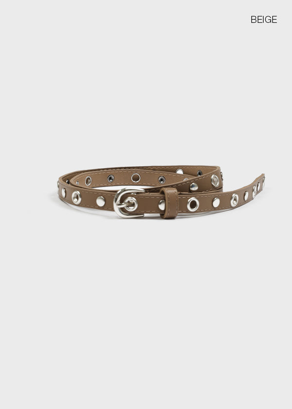 Clasun Eyelet Slim Leather Belt