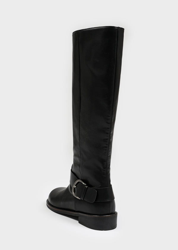 Milua Buckle Leather Long Boots