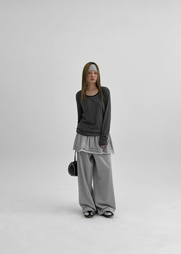 Nanaring Banding Layered Skirt Pants