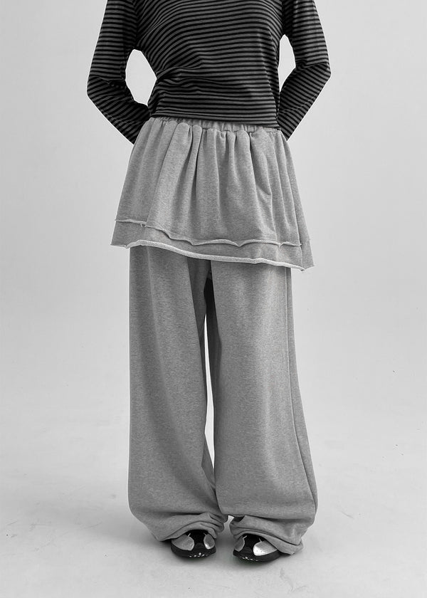 Nanaring Banding Layered Skirt Pants