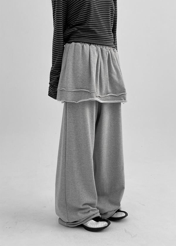 Nanaring Banding Layered Skirt Pants