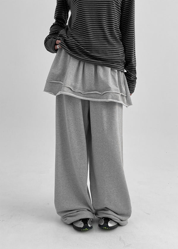 Nanaring Banding Layered Skirt Pants