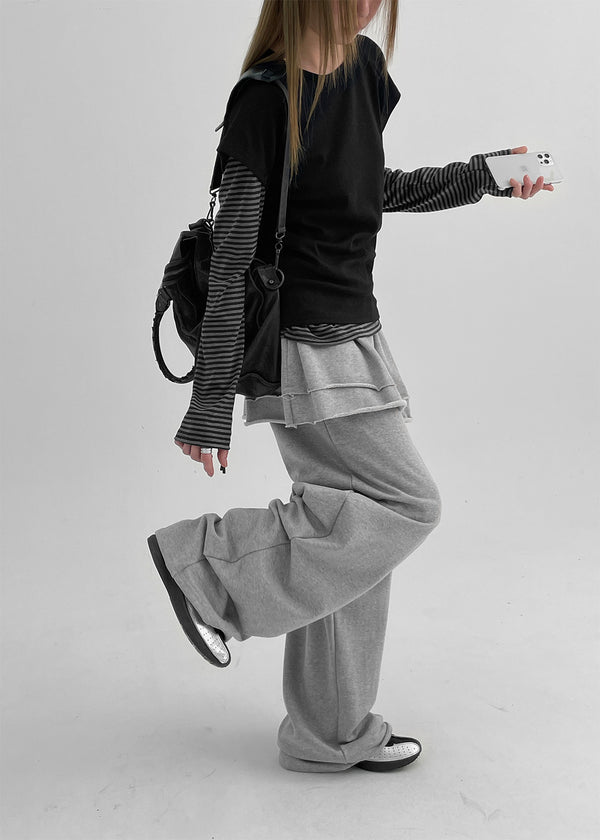 Nanaring Banding Layered Skirt Pants