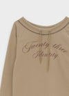 Brint Lettering Off-Shoulder Long Sleeve T-shirt