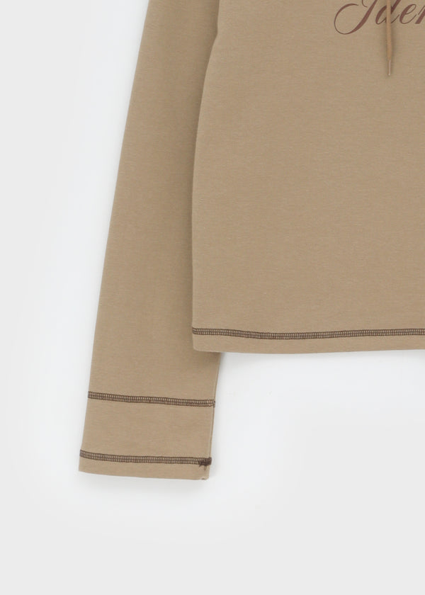 Brint Lettering Off-Shoulder Long Sleeve T-shirt