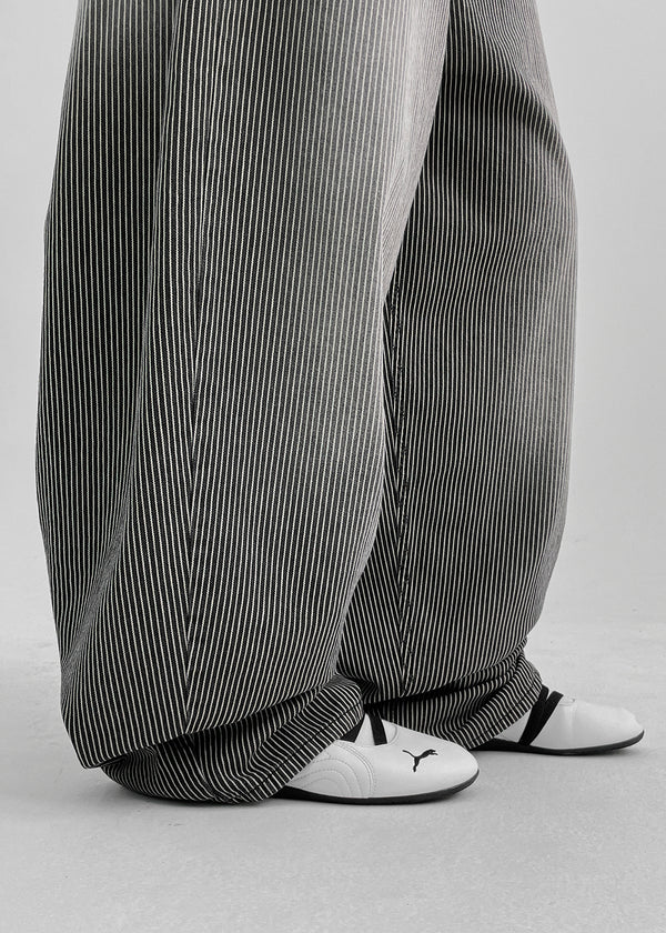 (UNISEX) Montton Stripe Wide Denim Balloon Pants