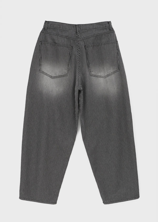 (UNISEX) Montton Stripe Wide Denim Balloon Pants