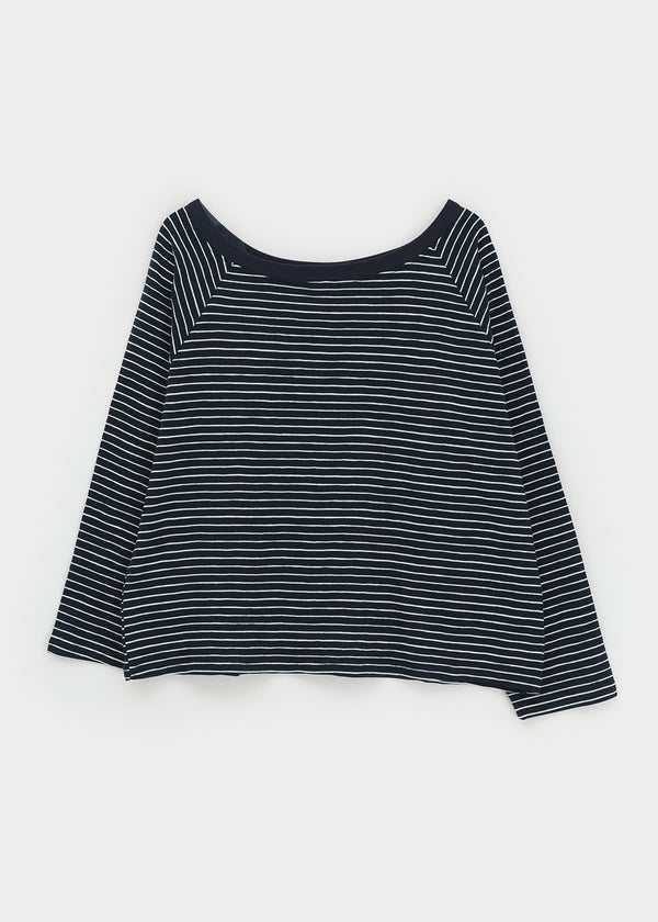 Rioen Loose Fit Stripe Off-Shoulder Long Sleeve T-shirt
