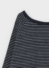 Rioen Loose Fit Stripe Off-Shoulder Long Sleeve T-shirt