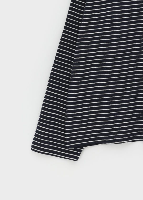 Rioen Loose Fit Stripe Off-Shoulder Long Sleeve T-shirt