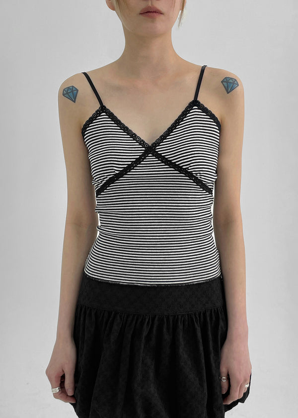 Verner Stripe Lace Strap Sleeveless